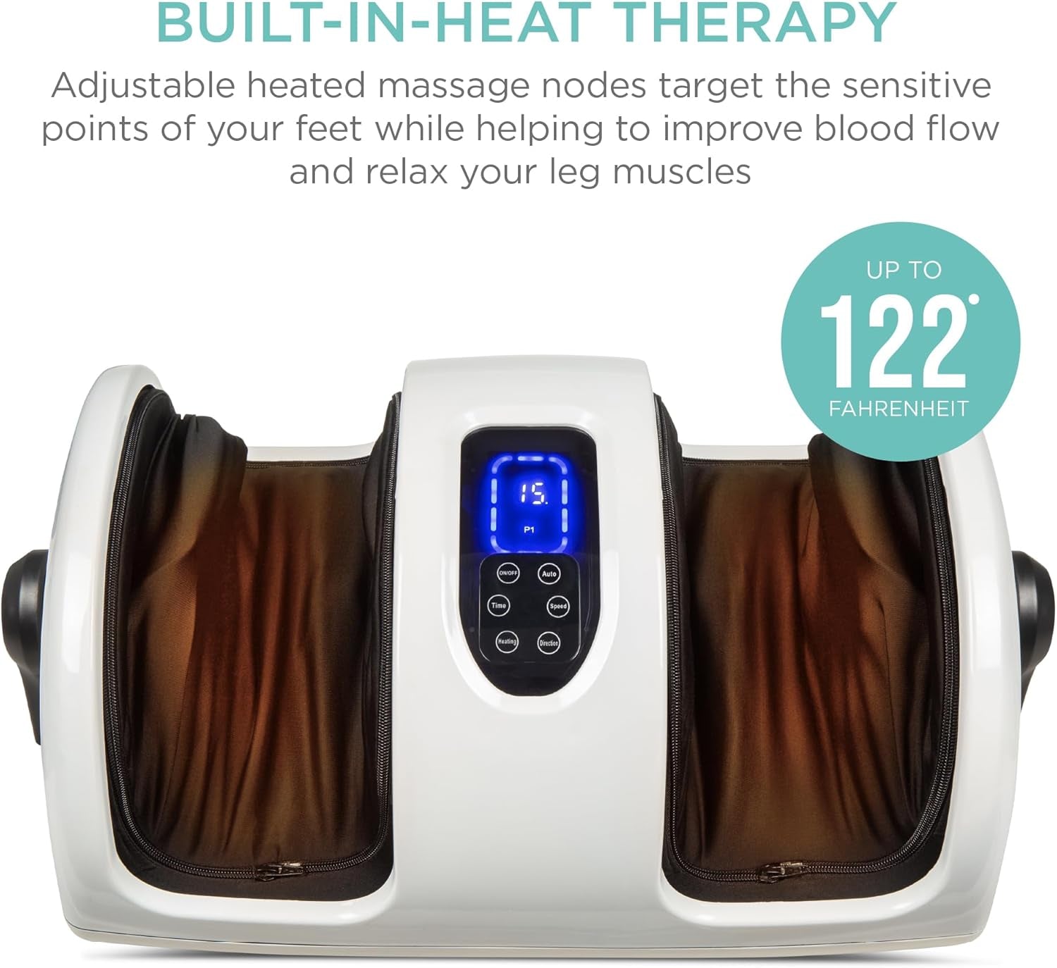 Heated Shiatsu Foot Massager for Pain Relief, Plantar Fasciitis, Neuropathy, Blood Circulation W/Compact Design - Pearl White